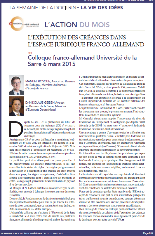 Exécution des créances